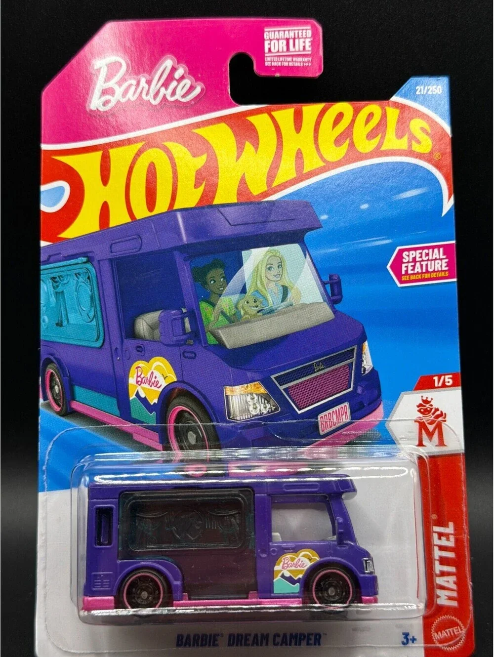 Hot Wheels Barbie Dream Camper Purple Mattel 1/5 Diecast Mint Card 21/250
